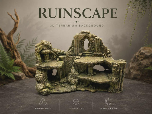 3D Ruinscape Aquarium & Terrarium Background (Unpainted Black)