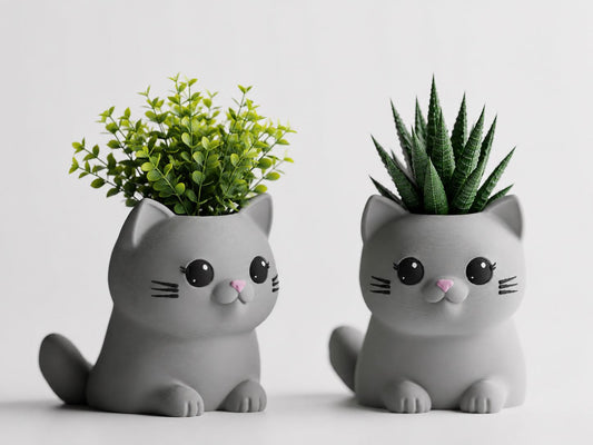 Cat Planter – Minimalist Indoor Pot for Succulents, Small Houseplants