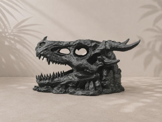Ancient Dragon Skull Cave – 3D Printed Fantasy Terrarium & Aquarium Decor