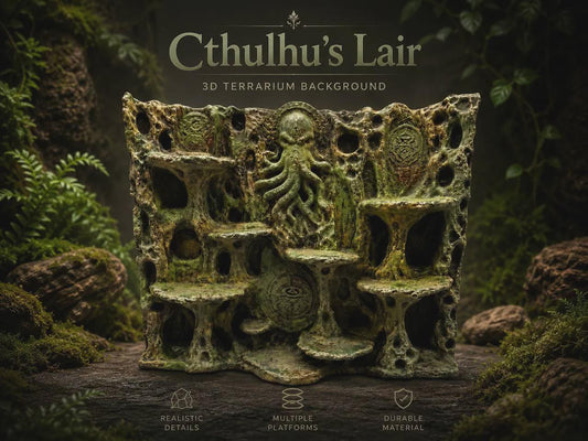 3D Cthulhu's Lair Terrarium Background – Mystical Reptile Habitat Decor